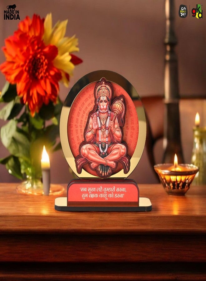 Gift Kya De Engineered Wood Shri Hanuman Ji Idol | Bajrangbali Murti for Home Mandir & Office | Sankat Mochan Pavanputra Hanuman Statue for Puja, Hanuman Jayanti, 14 x 5 Cm, Orange Red - Image 5